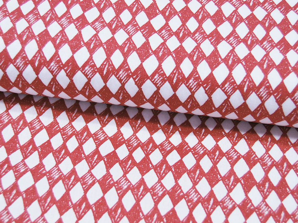 Baumwolle - Arlequee - Rautenmuster in Rot-Weiß - 05m