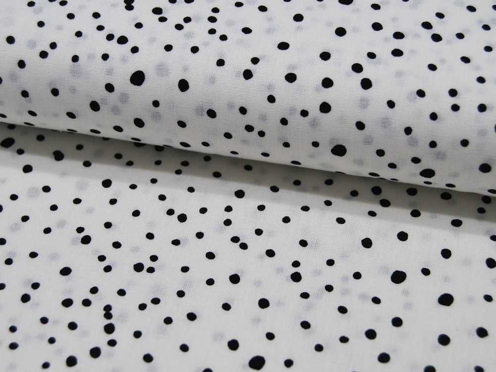 Baumwolle - Schwarze Punkte auf Weiß - 0,5 m