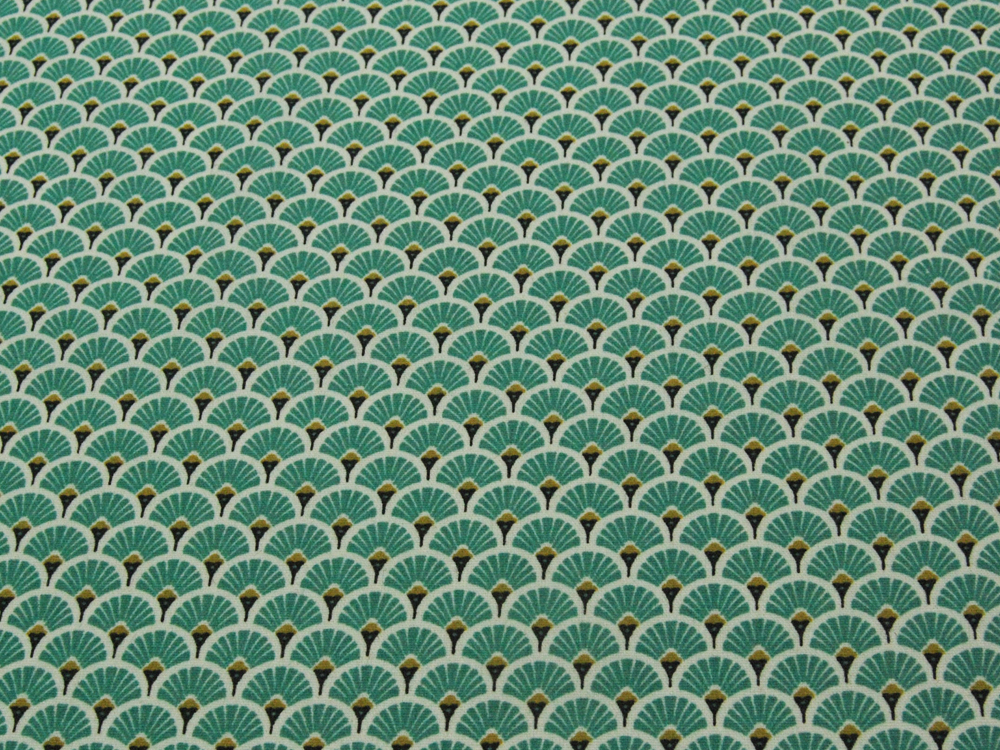 Beschichtete Baumwolle - Fächermuster Türkis 50 x 140cm 3