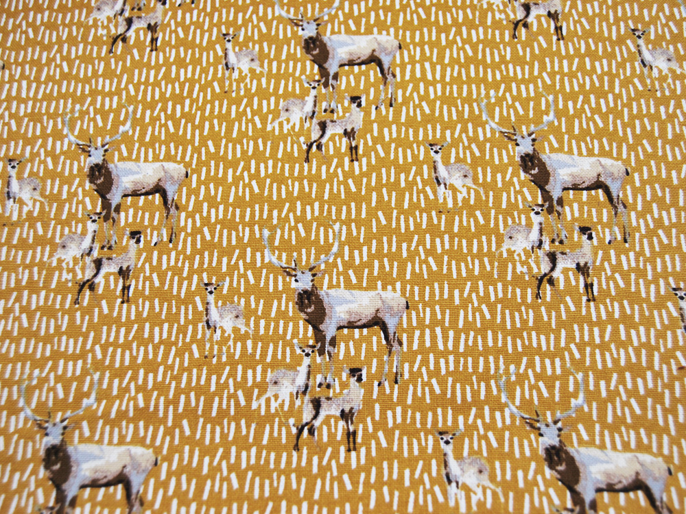 Dekostoff - Canvas - Deer Family auf Senf 0,5m 2