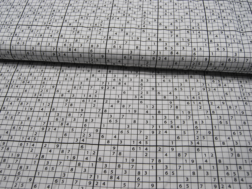 Baumwolle Popeline - Mille Fleur Puzzle - Sudoku auf Weiß - 05m 2