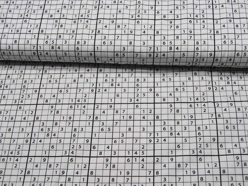 Baumwolle Popeline - Mille Fleur Puzzle - Sudoku auf Weiß - 05m 4