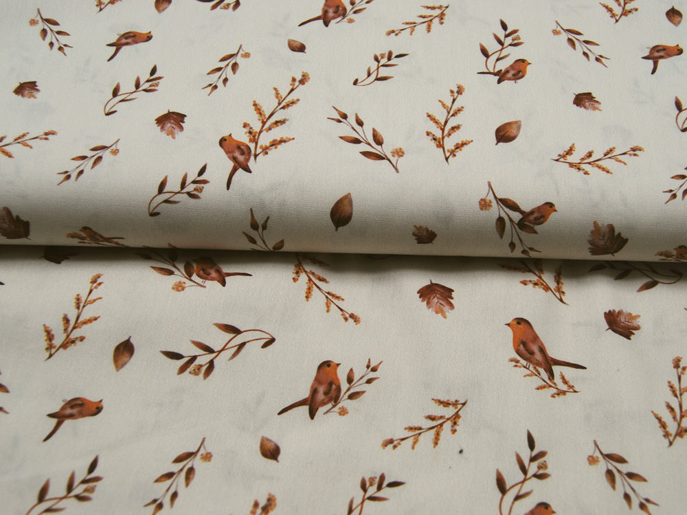 Baumwolle - Snoozy Fabrics - Kleine Vögelchen - auf Sand/Beige 0,5m