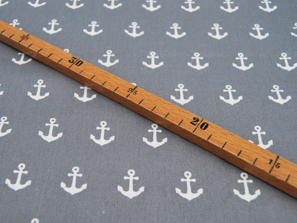 Beschichtete Baumwolle - Anchor - Anker auf Grau - 50 x 145cm 3