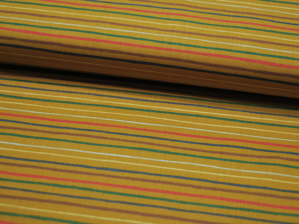 Baumwolle - Stripe an Space -Streifen auf Ocker 0,5 meter