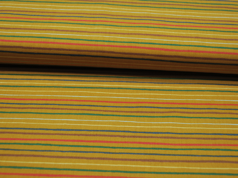 Baumwolle - Stripe an Space -Streifen auf Ocker 0,5 meter 2