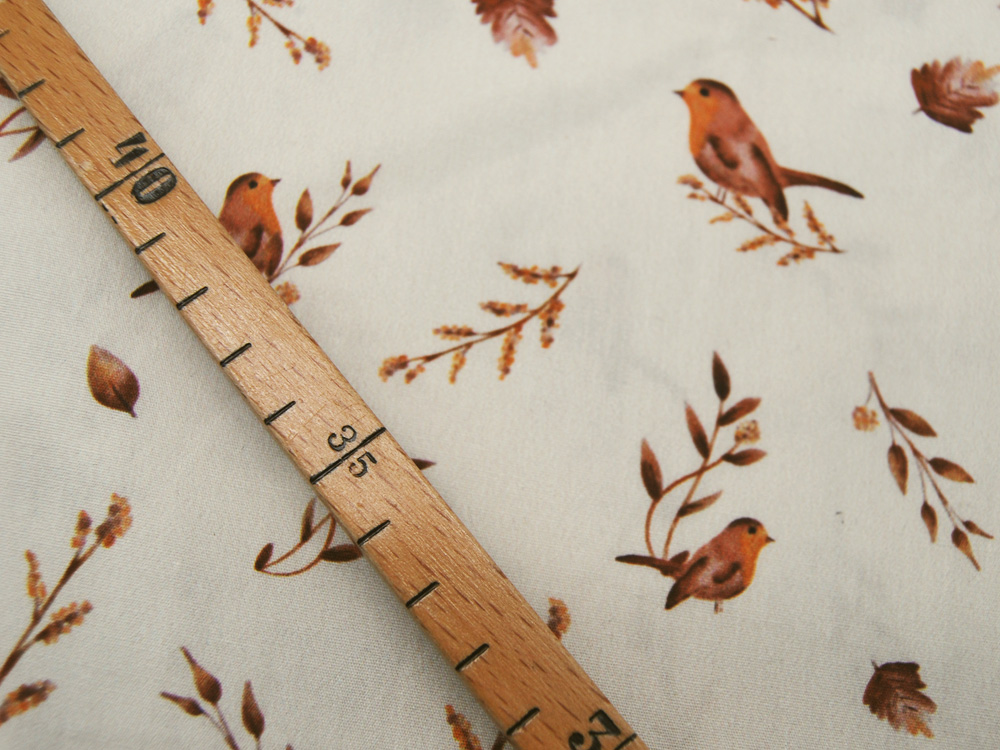 Baumwolle - Snoozy Fabrics - Kleine Vögelchen - auf Sand/Beige 0,5m 4