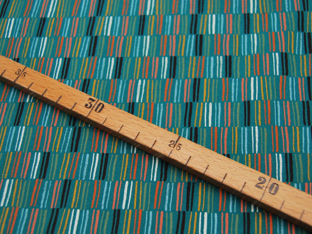 Baumwolle - Xavi - Short Stripes - Kleine Striche auf Petrol 05m 4