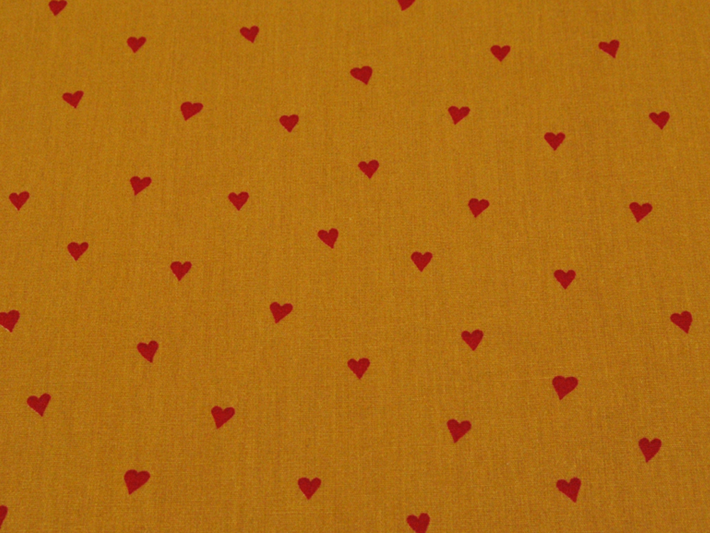 Beschichtete Baumwolle - Herzen - Ocker Rot - 50 x 145cm 2
