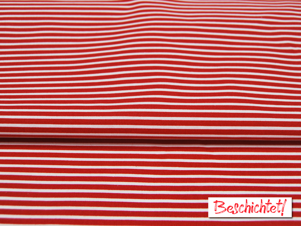 Beschichtete Baumwolle - Stripe - Streifen in Rot-Weiß - 50 x 145cm