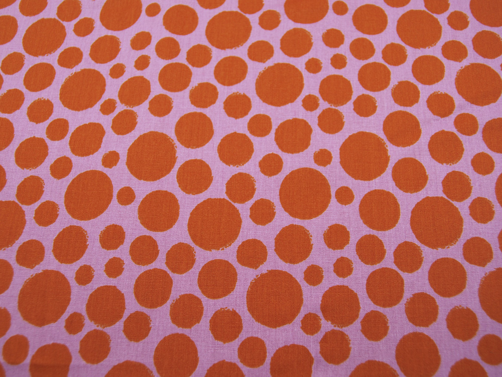 Baumwolle - Poplin - DOTS - Orangefarbene Dots auf Rosa 050m 3