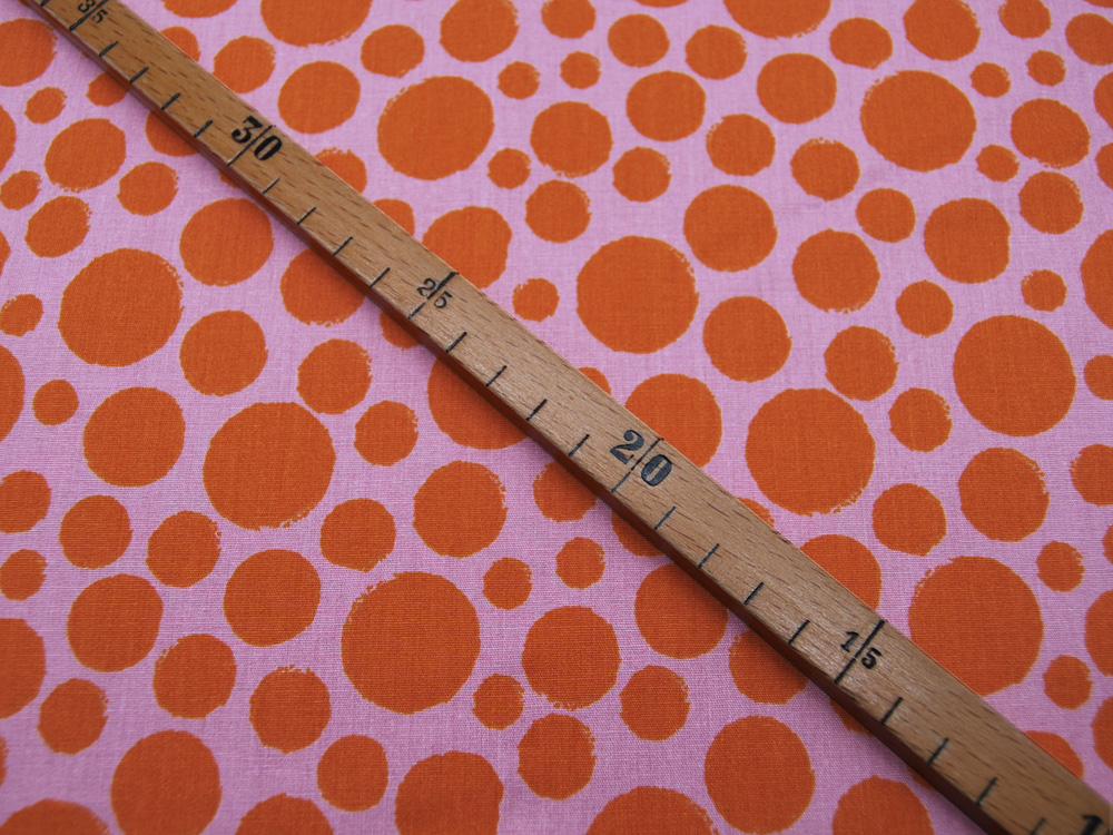Baumwolle - Poplin - DOTS - Orangefarbene Dots auf Rosa 050m 4