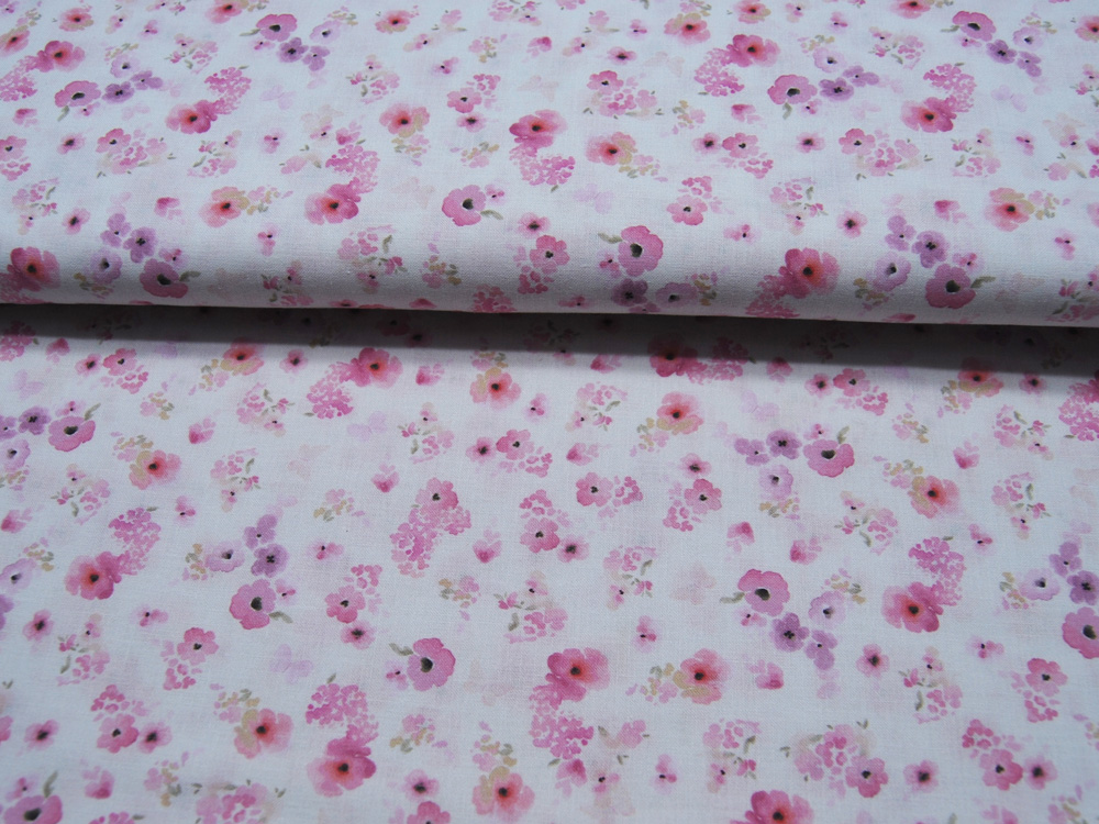 Baumwolle - Cotonet - Debra - Soft - Rosa Blumen 0,5m 2