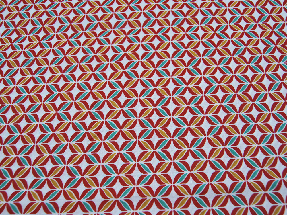 Beschichtete Baumwolle - Leonie - Graphisches Muster - Rot-Senf-Grün 50 x 135cm 2