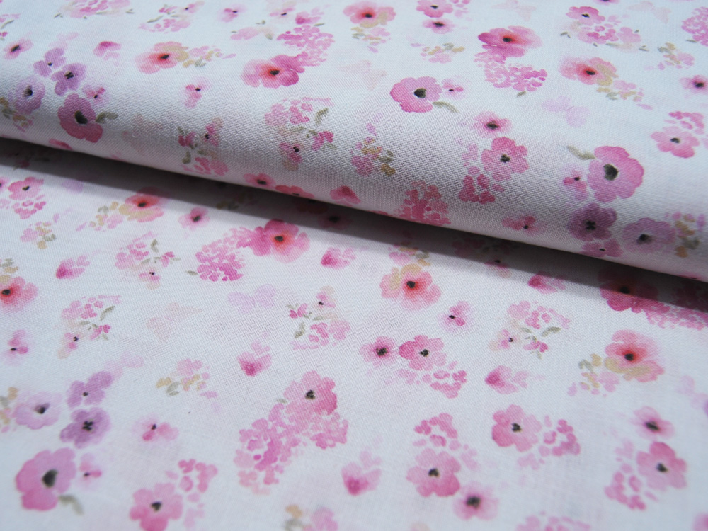 Baumwolle - Cotonet - Debra - Soft - Rosa Blumen 0,5m 3