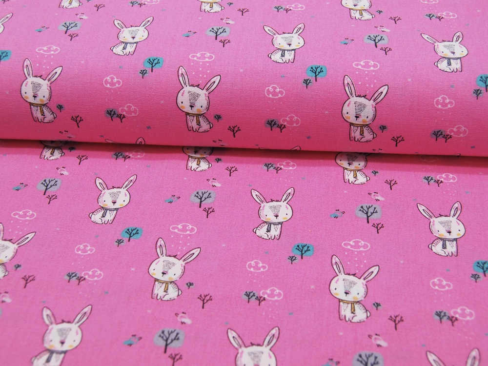 Baumwolle - Xavi - Rabbits - niedliche Hasen auf Pink 05m 3
