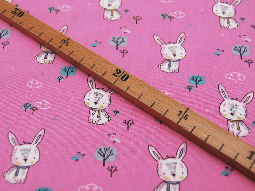 Baumwolle - Xavi - Rabbits - niedliche Hasen auf Pink 0,5m 4