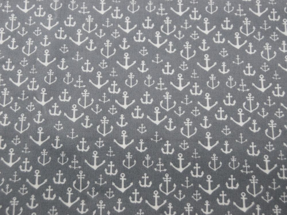 Beschichtete Baumwolle Ankermix auf Grau 50 x 130cm