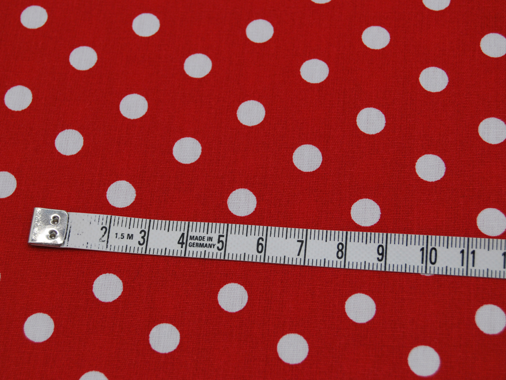 Weiße Dots auf Rot - Baumwolle 0,5 m 2