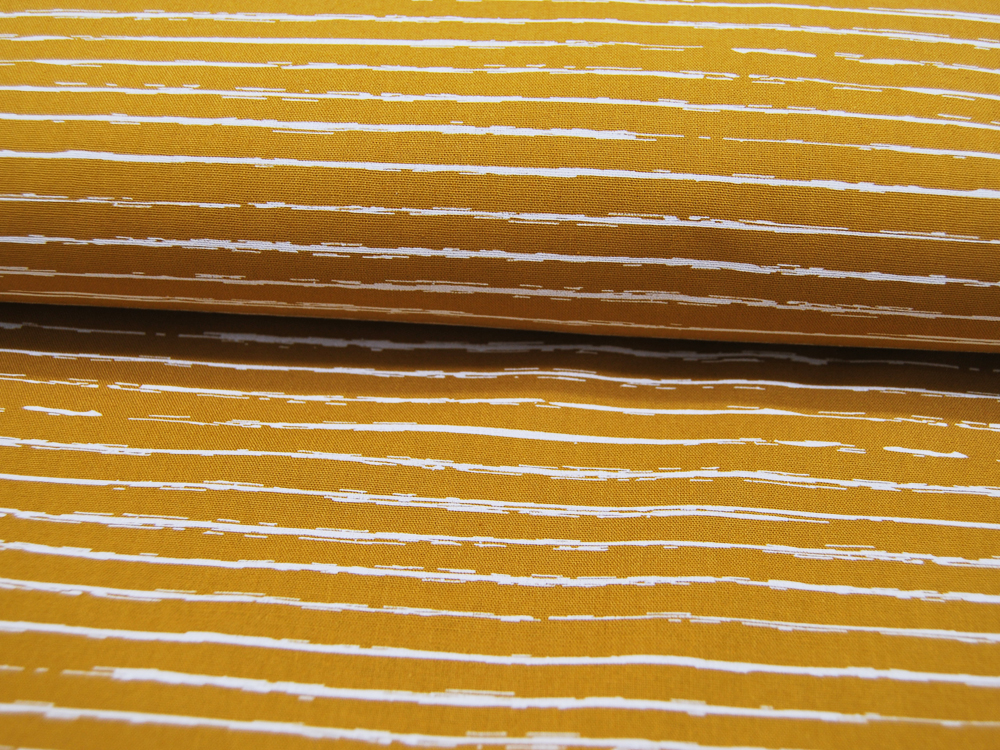 Baumwolle - Weiße Streifen auf Ocker / Senf - 0,5 m 4