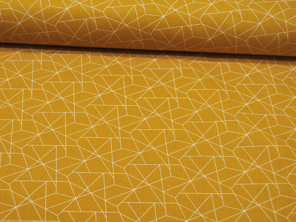 Baumwolle - Graphisches Muster in Senfgelb und Weiß 05 Meter 4