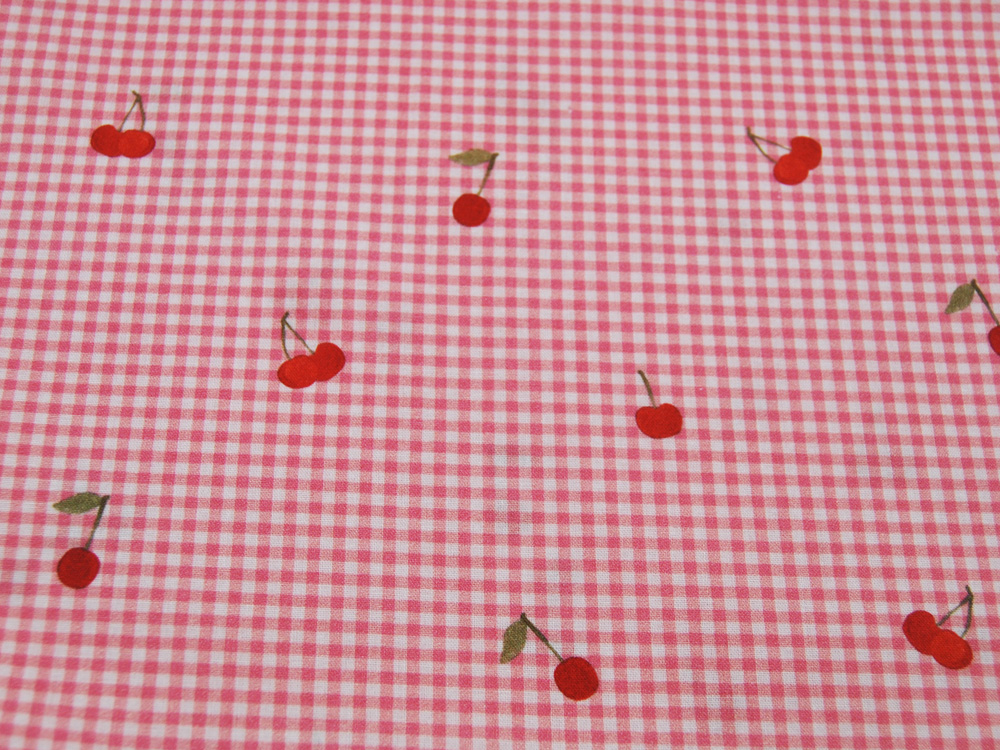 Baumwolle - Poplin Digital - Cherry / Kirsche auf Rosa - 0.5 Meter 3