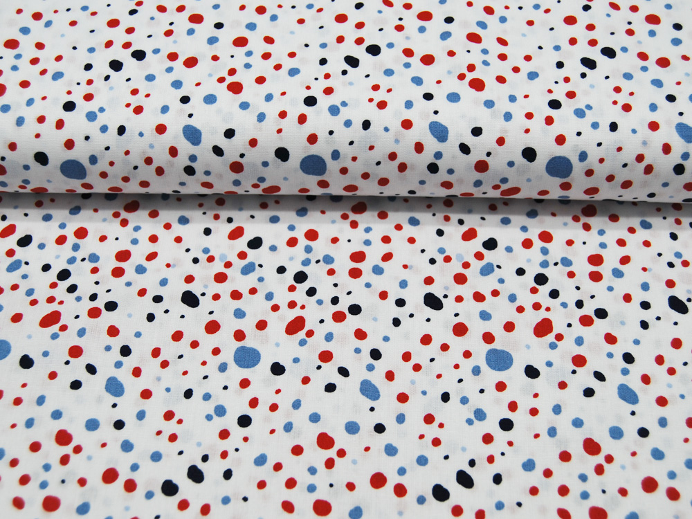 Baumwolle - Mix Dots - Blaue und Rote Punkte auf Weiß 0,5m 3