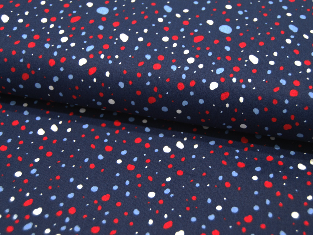 Baumwolle - Mix Dots - Weiß-Rote Punkte auf Dunkelblau 05m 4