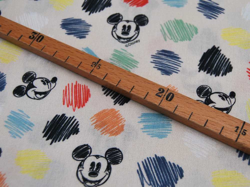 Baumwolle - Mickey Mouse Köpfe mit Bunt - auf Sand 05m 3