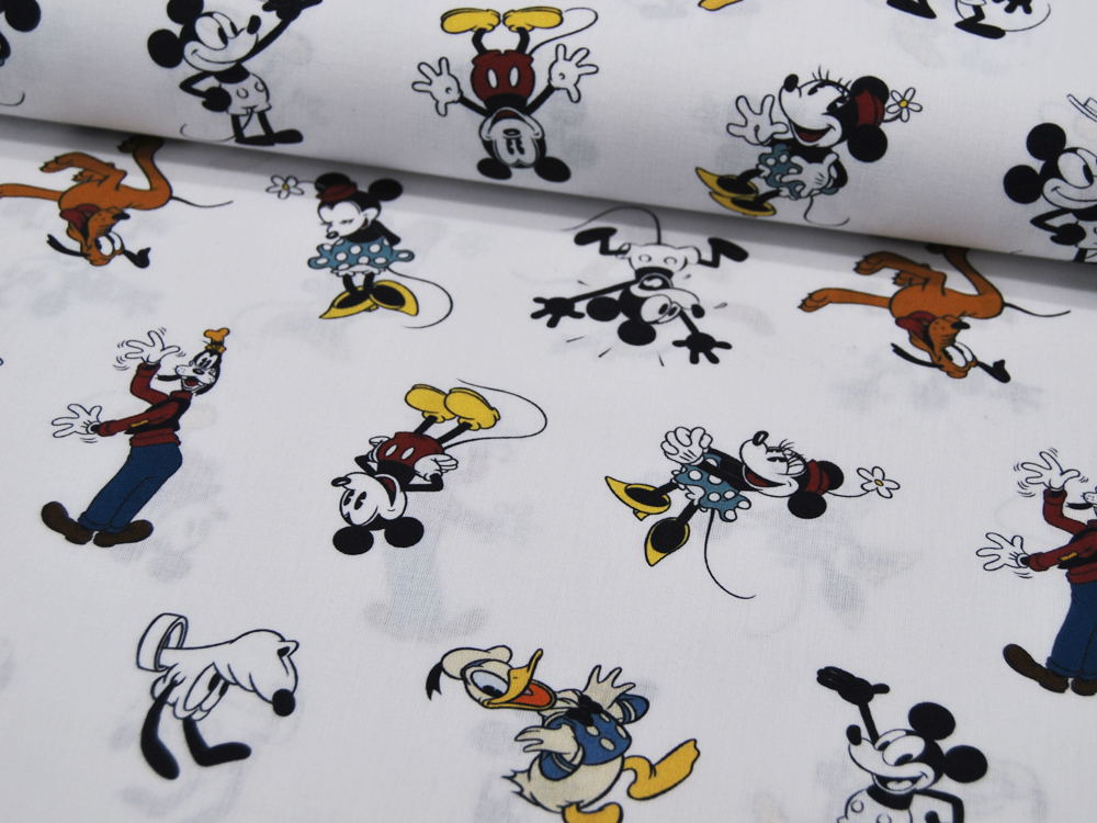 Baumwolle - Mickey Mouse Minnie Mouse Pluto Donald Duck und Goofy 05m