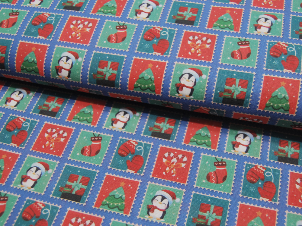 Baumwolle BIO - Cotonet - Navidad - Weihnachtsmotive Briefmarken 0,5m