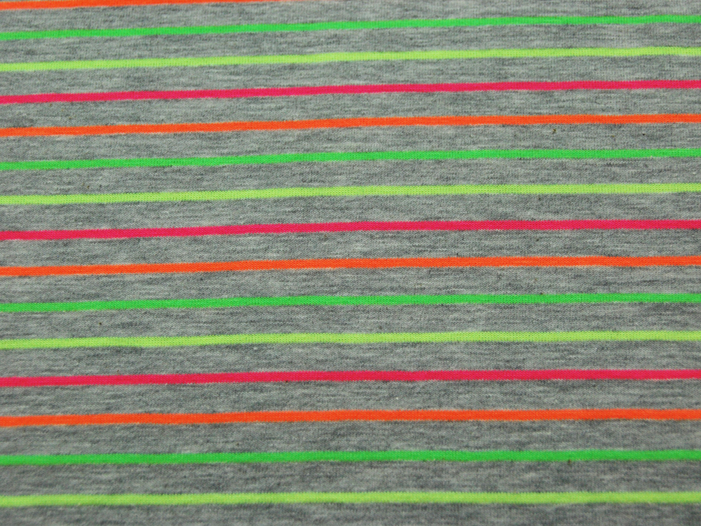 Jersey - Hellgrau meliert mit Neonfarben Streifen - 05 Meter 3