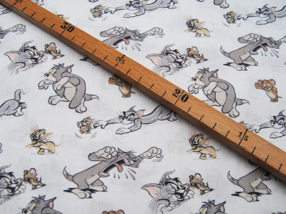 Baumwolle - Lizenz - Tom und Jerry auf Weiß 0,5m 3