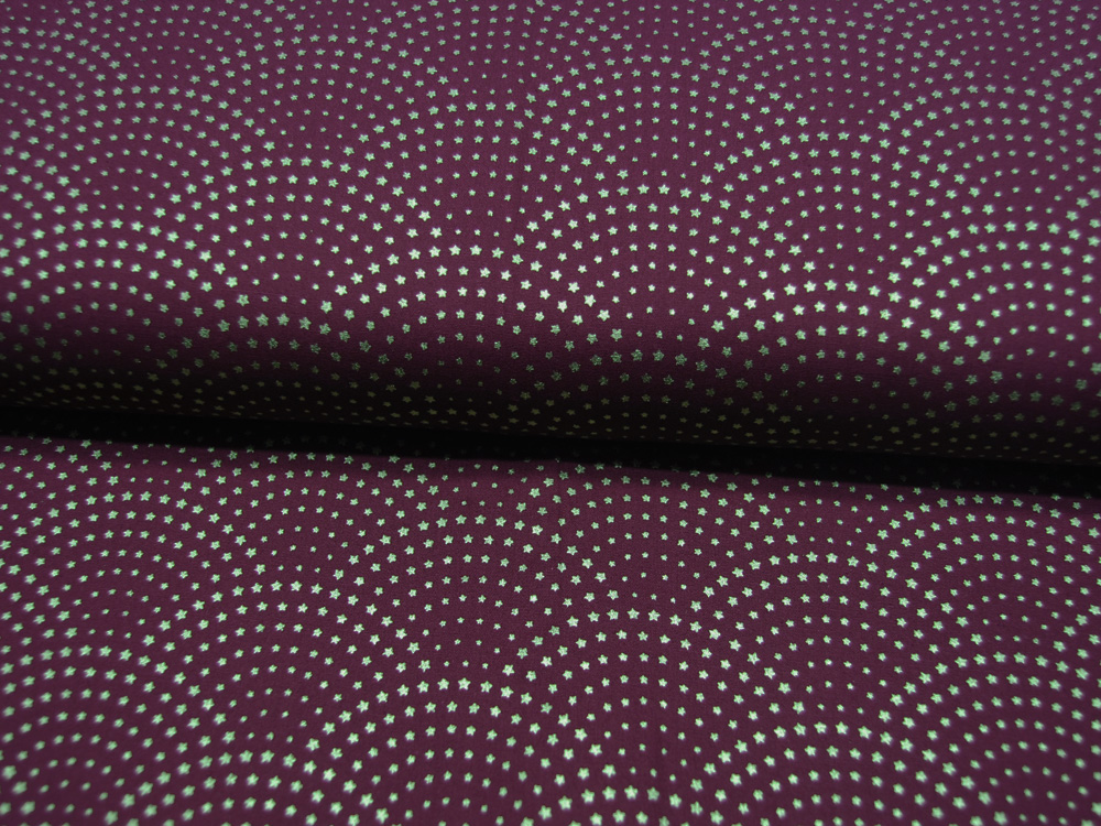 Baumwolle Popeline - Mini Sterne - graphisches Muster - Weihnachtliche Motive auf Aubergine - 0.5m 3