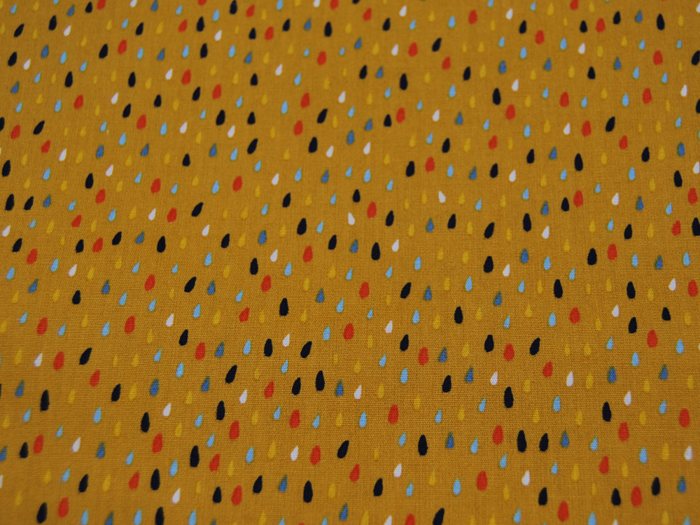 Colorful Drops- Bunte Tropfen auf Ocker - Baumwolle 05m 2
