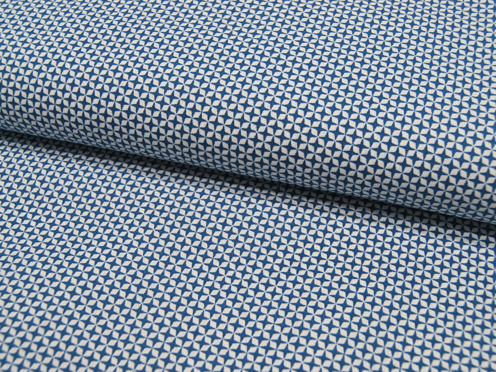 Baumwolle - Graphisches Muster in Blau und Weiß 05 Meter