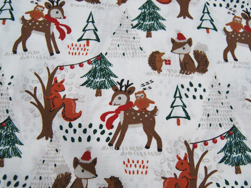 Baumwolle Popeline - Christmas - Forrest Animals - Winterliche Waldtiere auf Cremeweiß - 0.5m 4