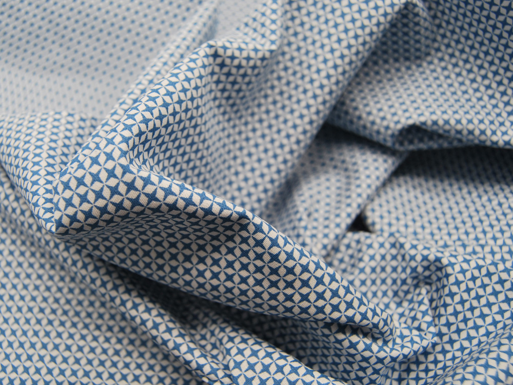 Baumwolle - Graphisches Muster in Blau und Weiß 05 Meter 2