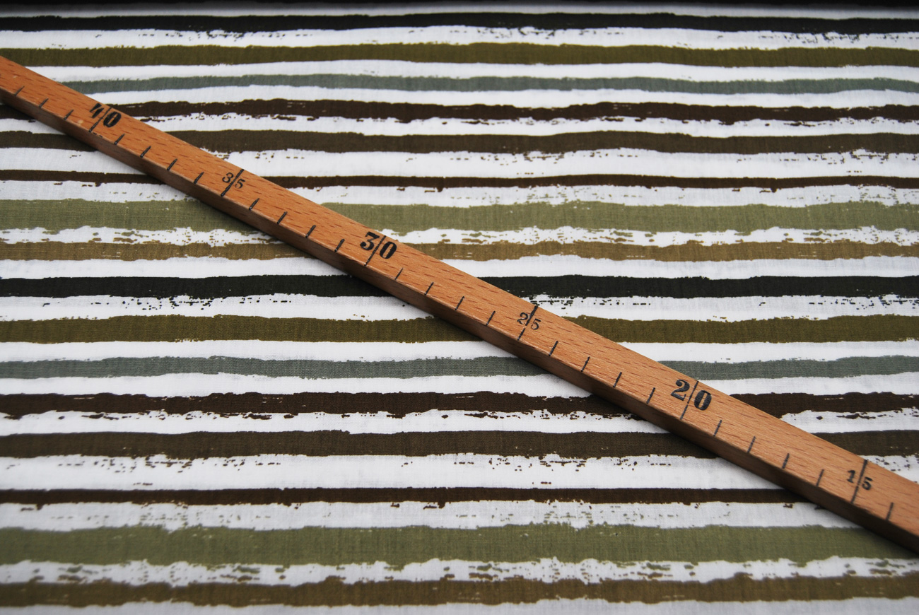 Baumwolle - Snoozy Fabrics - Small Stripes - Streifen - Taupe-Grün auf Weiß 0,5m 3