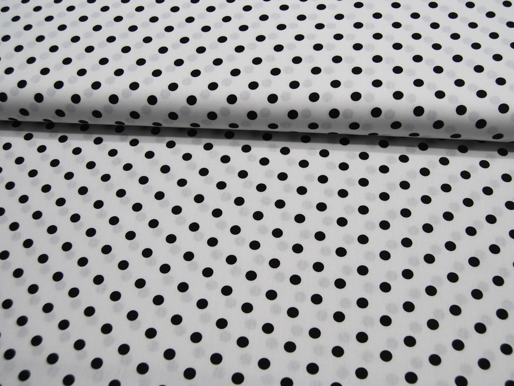 Schwarze Dots auf Weiß - Baumwolle 0,5 m 3