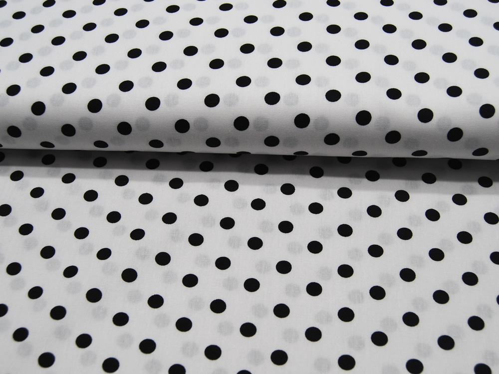 Schwarze Dots auf Weiß - Baumwolle 05 m