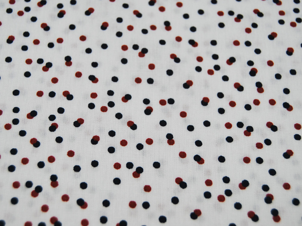 Baumwolle - Dots - Dunkelblau-Rote Punkte auf Weiß 0,5m 3