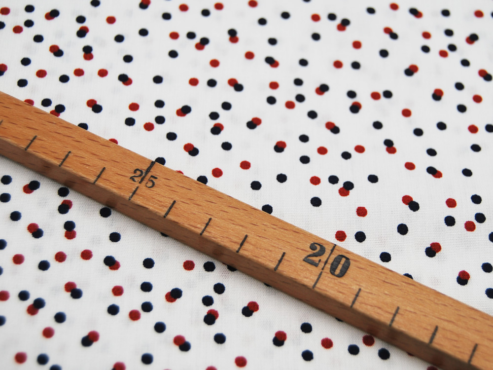 Baumwolle - Dots - Dunkelblau-Rote Punkte auf Weiß 0,5m 4