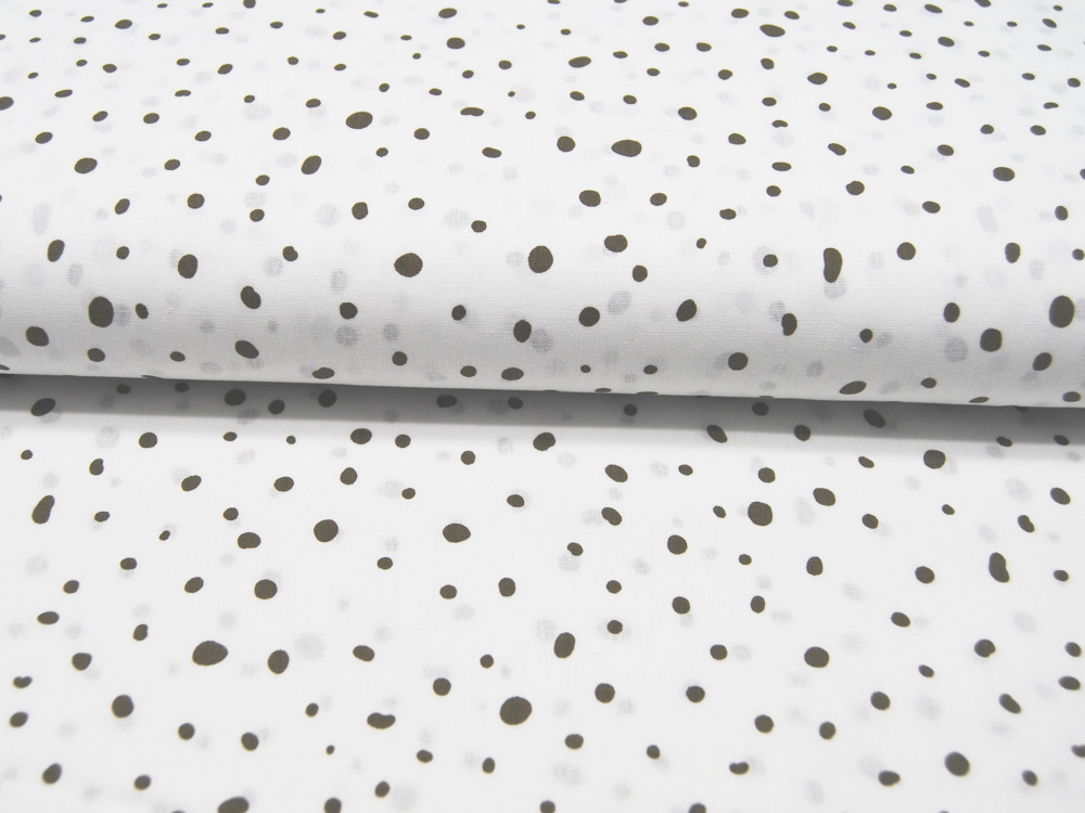 Baumwolle - Snoozy Fabrics - Small Dots - Kleine Punkte Taupe auf Weiß 0,5m 2
