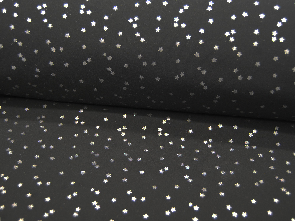 Softshell - Kleine silberne Sterne auf Schwarz - 0.5 Meter