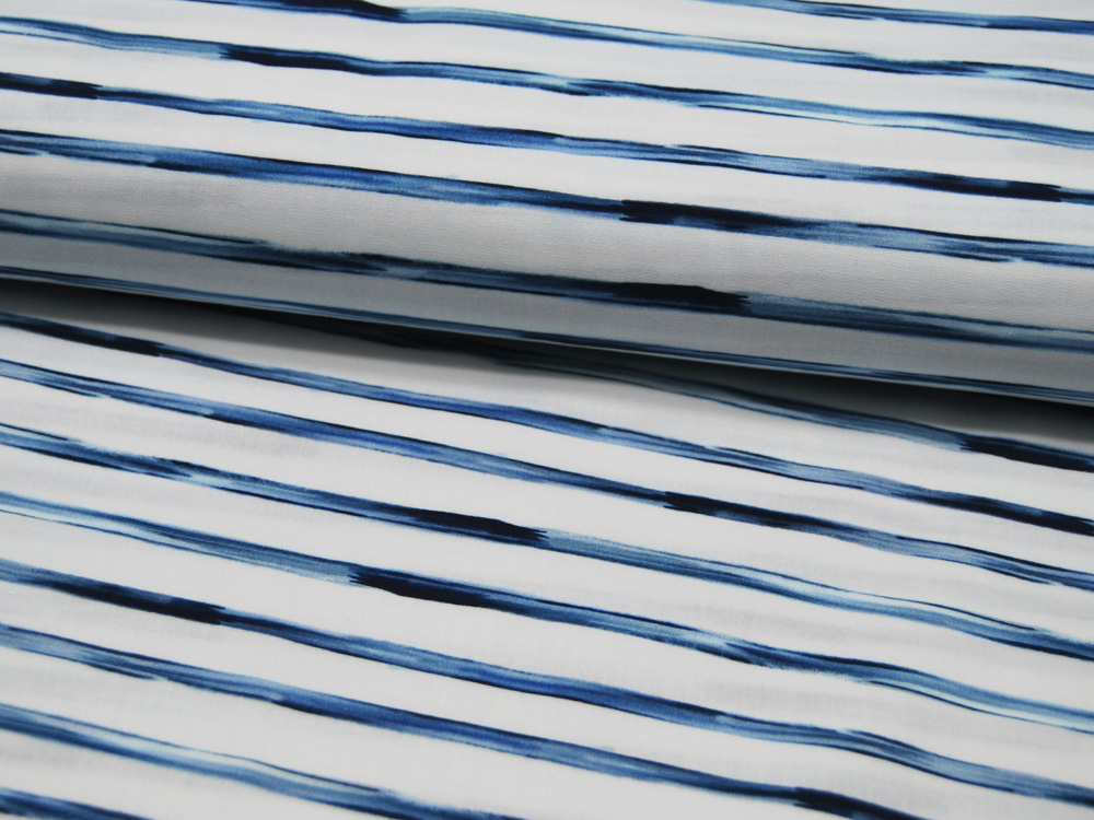 Baumwolle - Snoozy Fabrics - Streifen - Blaue Streifen auf Weiß 0,5m