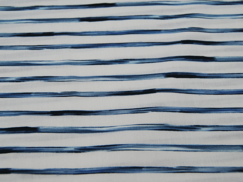 Baumwolle - Snoozy Fabrics - Streifen - Blaue Streifen auf Weiß 0,5m 3