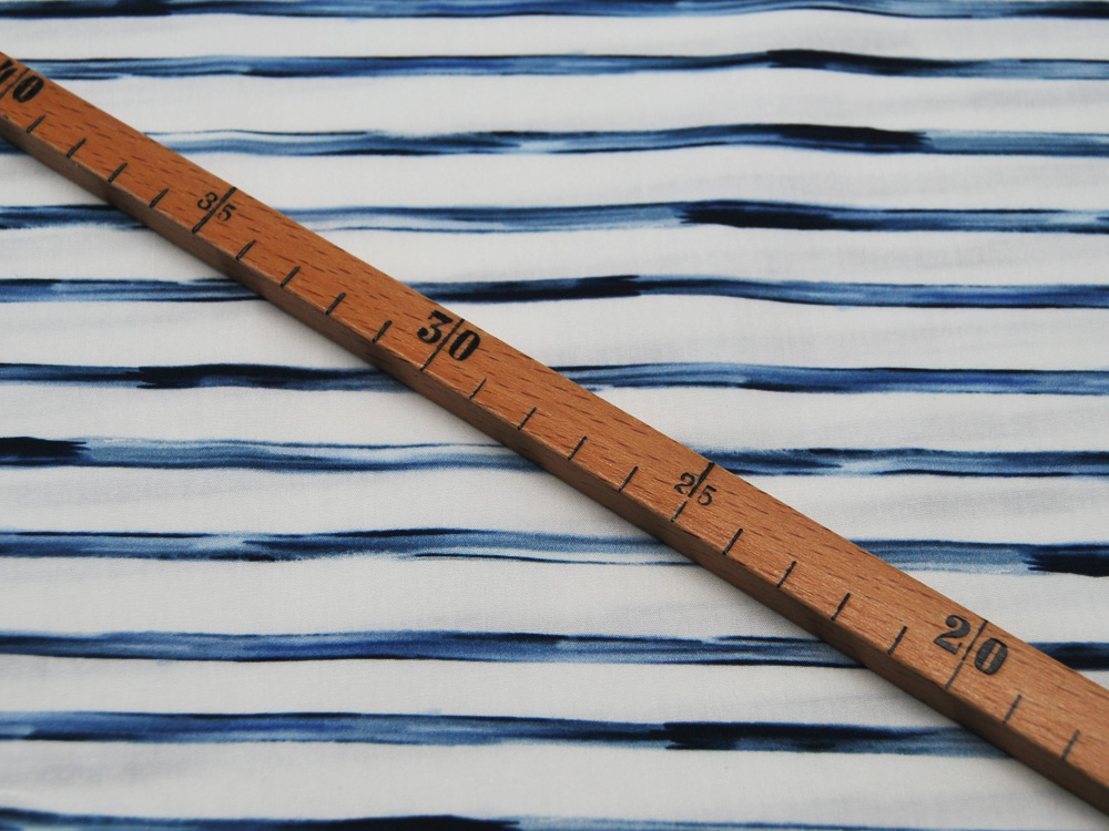 Baumwolle - Snoozy Fabrics - Streifen - Blaue Streifen auf Weiß 0,5m 4