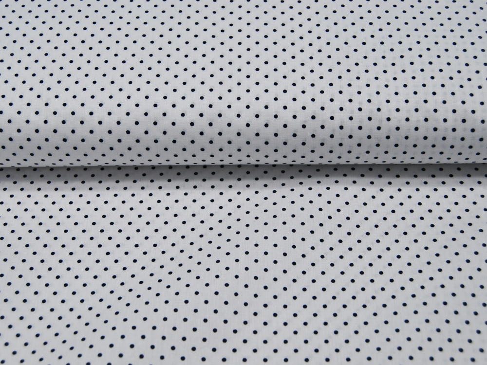 Petit Dots in Navy / Dunkelblau auf Weiß - Baumwolle 0,5 m