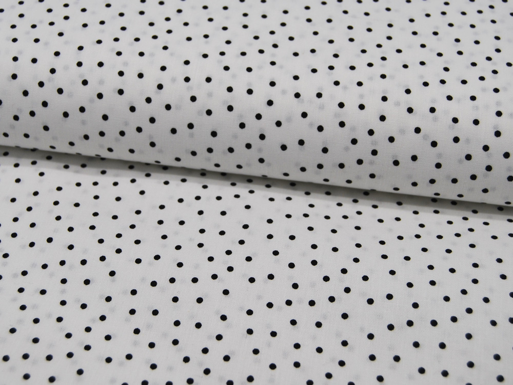 Baumwolle - Ecru Dots - Schwarze Punkte auf Cremeweiß/Ecru - 05 m 3
